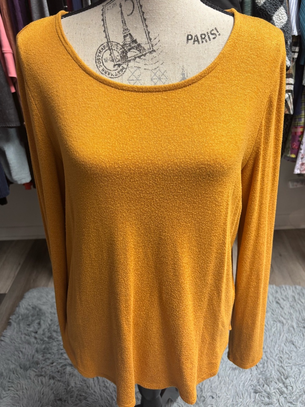 Mustard Long-Sleeve Scoop Neck Sweater